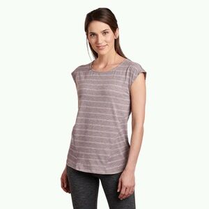 Kuhl Laurel Striped Relaxed Fit Tee, Heathered Mauve, Size Medium